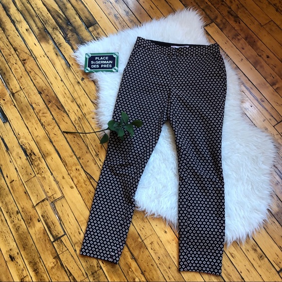 DVF black red white patterned cigarette pants, 4 - Picture 1 of 5
